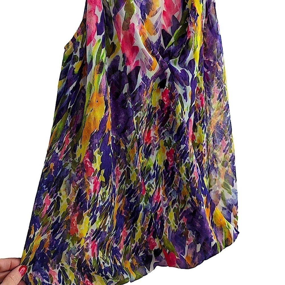Cabi Bright Print V Neck Semi Halter Style Blouse Style #730 Size Small - Picture 7 of 12